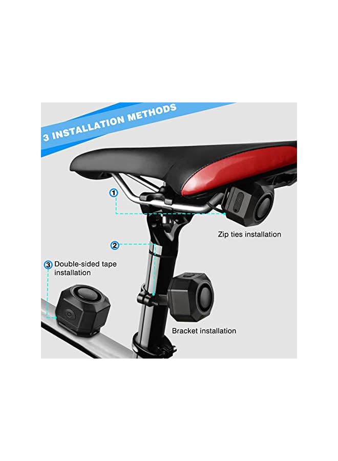 Excefore Rechargeable Bike Alarm with Remote 110dB Loud Wireless Anti Theft Vibration Motion Sensor Vehicle Security Alarm System Waterproof Bicycle Trailer Motorcycle Alarm - Image 3