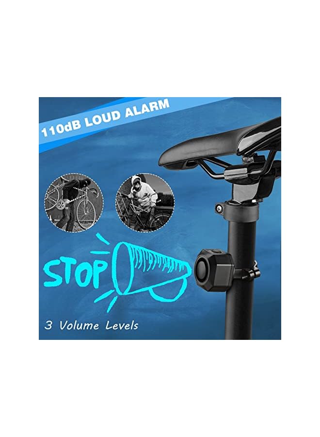 Excefore Rechargeable Bike Alarm with Remote 110dB Loud Wireless Anti Theft Vibration Motion Sensor Vehicle Security Alarm System Waterproof Bicycle Trailer Motorcycle Alarm - Image 4