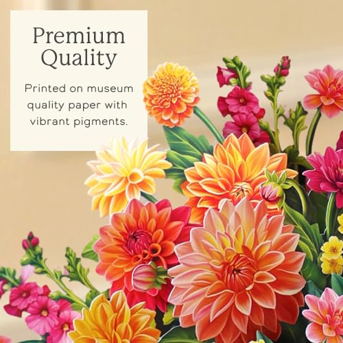 Freshcut Paper Dahlia Sunrise 14.5 Inch Life-Sized 3D Pop Up Cards – Greeting Card, Birthday, Mothers Day, Thank You, Gifts for Mom and Her – Includes Notecard and Envelope - Image 5