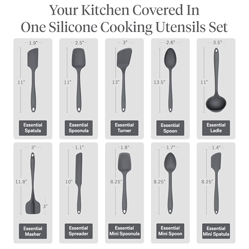 Get It Right GIR: Get It Right 10-Piece Silicone Essentials Kitchen utensils set - Ladle, Spatula, Flip, Spoon & Spoonula - Non toxic cooking utensils for Nonstick Cookware, Cooking and Baking - Confetti - Image 3