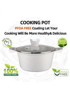 HK 12-piece Marble Cookware Set Aluminum Pots And Pans With Non-stick Surface Glass Lids PFOA-free White 20-24-28-32 Cm (deep Stockpot) + 28 Cm (deep Frying Pan) + Pair Of Gloves  - Image 2
