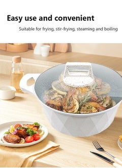 HK 12-piece Marble Cookware Set Aluminum Pots And Pans With Non-stick Surface Glass Lids PFOA-free White 20-24-28-32 Cm (deep Stockpot) + 28 Cm (deep Frying Pan) + Pair Of Gloves  - Image 5