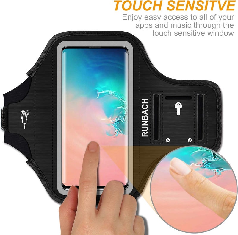 RUNBACH Armband for Samsung Galaxy S25/S24/S23/S22/S21/S20/S10/S9/S8 up to 6.2",Water Resistant Running Exercise Gym Bag with Card Slot and Key Holder (Black) - Image 3