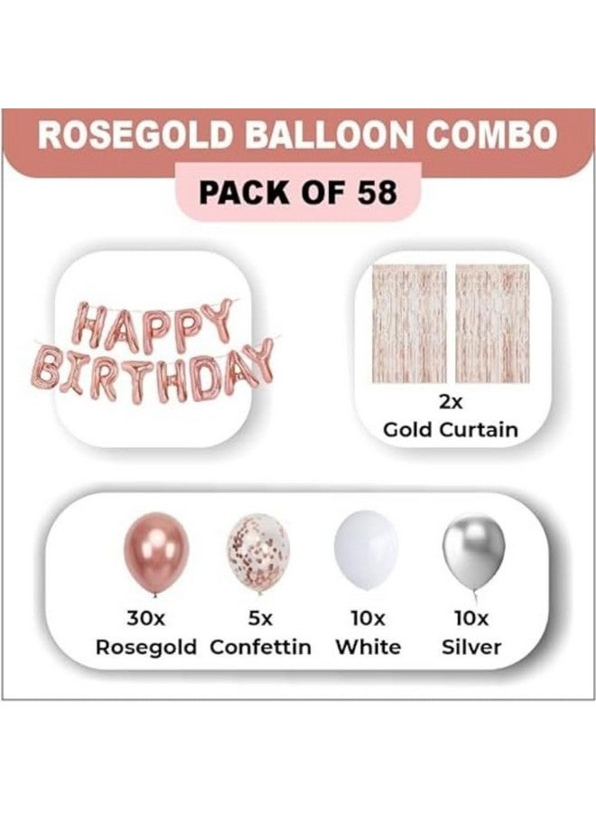 هونج كونج بالونز مجموعة بالونات HK المطاطية من 58 قطعة باللون الذهبي الوردي مع لافتة عيد ميلاد سعيد ومجموعة زينة قوس البالونات مع مضخة بالونات قصاصات لتزيين أعياد الميلاد، موضوع زينة عيد ميلاد باللون الذهبي الوردي للفتيات - Image 2