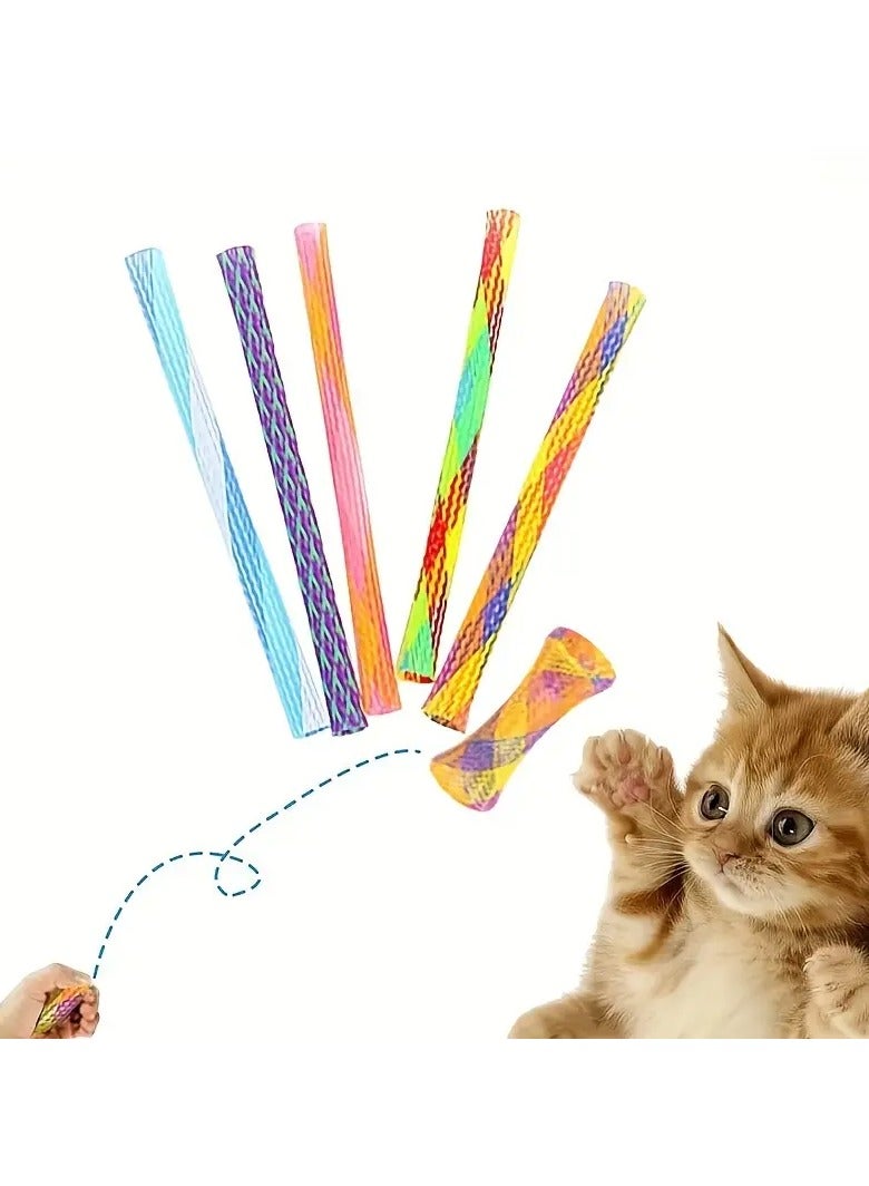 Goolsky 5Pcs Colorful Cat Spring Tube Toy - Keep Your Indoor Cat Entertained & Active! - Image 1