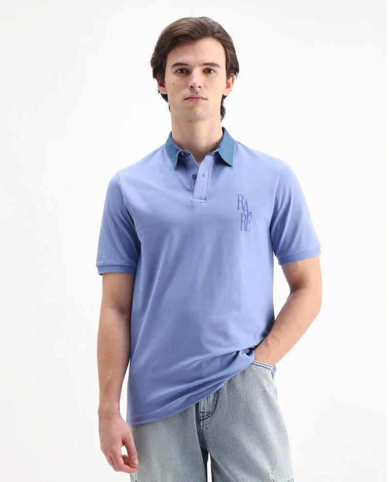Rare Rabbit Men's Denim Collared Solid Polo