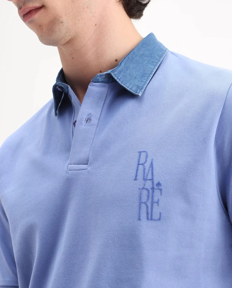 Rare Rabbit Men's Denim Collared Solid Polo
