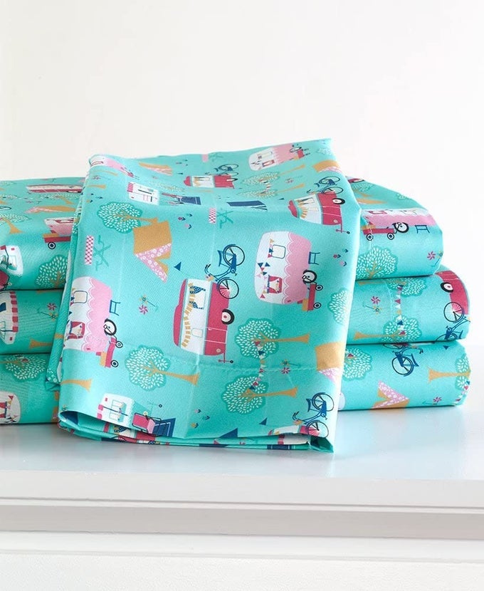 RETRO HAPPY GLAMPING LIFESTYLE BEDDING SHEET SET FULL