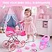 DRAMATION Unicorn Baby Doll Stroller Set with 11 Baby Doll Foldable Doll Stroller Playpen Dining Chair and 24 PCS Baby Doll Accessories Doll Playset Toy for Girls Toddlers 35 46 Birthday Gifts - Image 4
