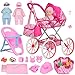 DRAMATION Unicorn Baby Doll Stroller Set with 11 Baby Doll Foldable Doll Stroller Playpen Dining Chair and 24 PCS Baby Doll Accessories Doll Playset Toy for Girls Toddlers 35 46 Birthday Gifts - Image 2