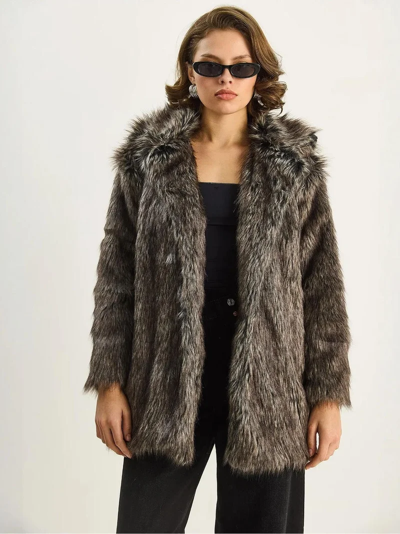 Bianco Lucci LUCCI Faux Fur Coat