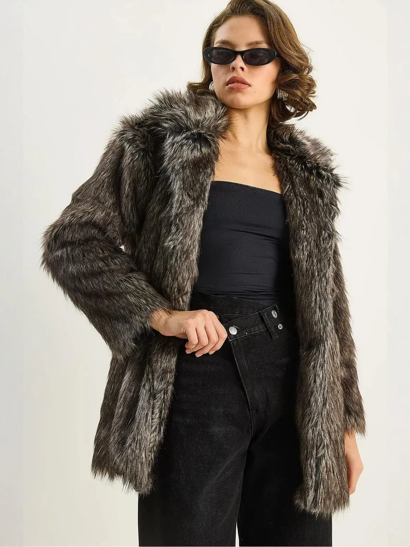 Bianco Lucci LUCCI Faux Fur Coat