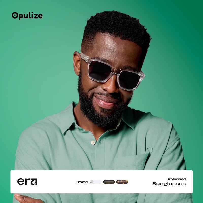 OPULIZE ERA Sunglasses for Women Men, Oversized Rectangular Frame with Spring Hinges, Polarised Black Tinted Lens With UV400 Protection,Anti-reflective & Anti-Glare, Black (Pack of 1) - Image 2