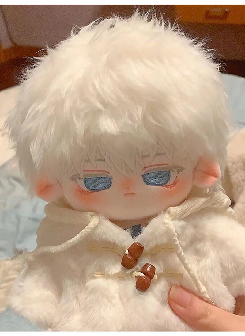 Arabest 20cm Cotton Doll Plush Outfit Set Cool white fur coat