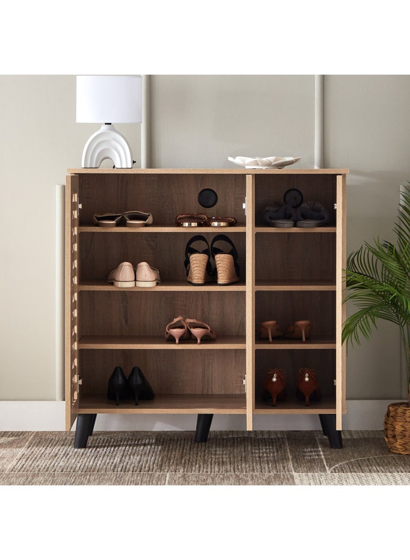 Home Box Belford 16-Pair Shoe Cabinet with 3 Doors Engineered Wood 6 Shelves 90 x 91 x 32 cm Brown - Image 3