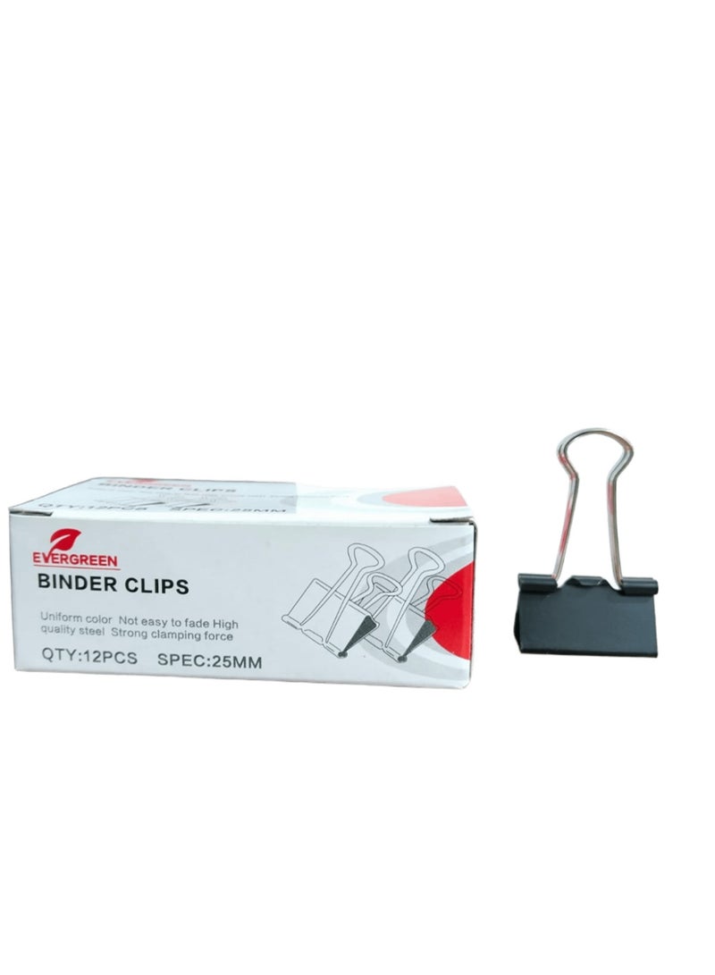 EVERGREEN binder clips 3 pack 36 pcs , 25 mm size, black - Image 1