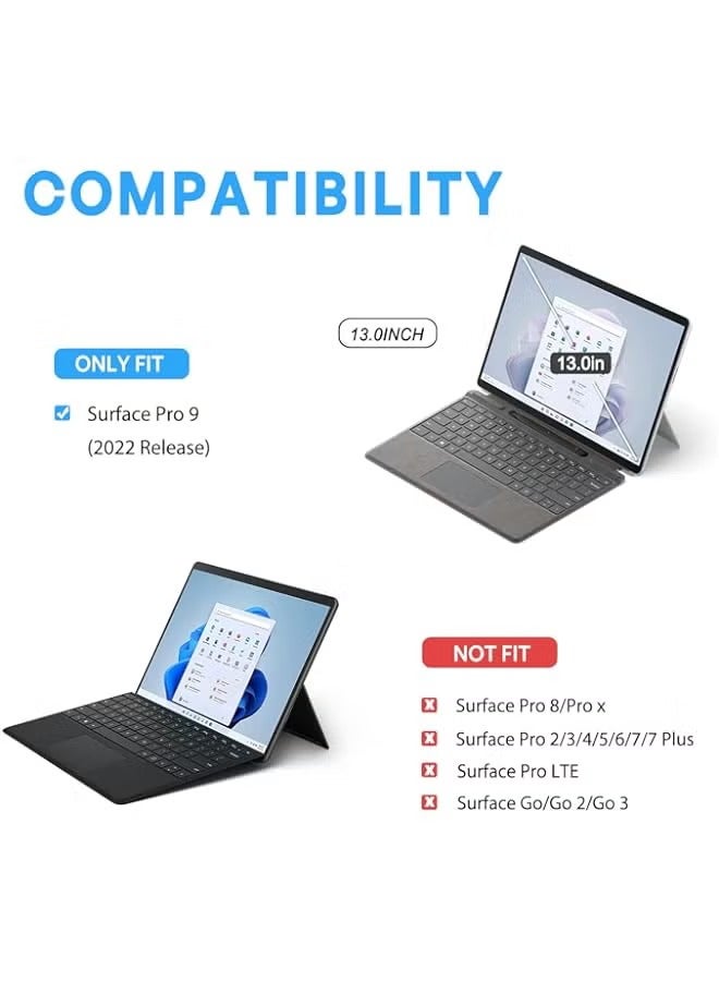 PROMASS for Microsoft Surface Pro 9 13" 2022 Rugged Case, Shockproof Protective Hard Case Cover Built-in Hand Strap Compatible with Type Cover Keyboard for 13 Inch Surface Pro 9 -Black - Image 2