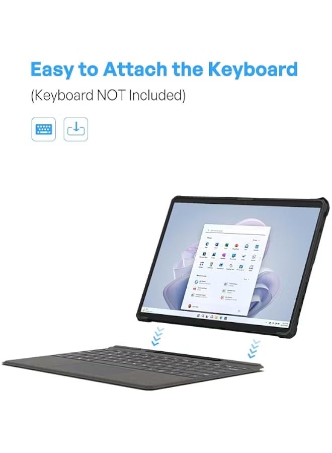 PROMASS for Microsoft Surface Pro 9 13" 2022 Rugged Case, Shockproof Protective Hard Case Cover Built-in Hand Strap Compatible with Type Cover Keyboard for 13 Inch Surface Pro 9 -Black - Image 4