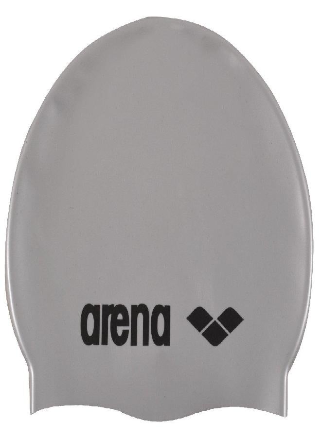 arena Classic Youth Silicone Unisex Swim Cap For Boys And Girls, Silver / Black, One Size - Image 1