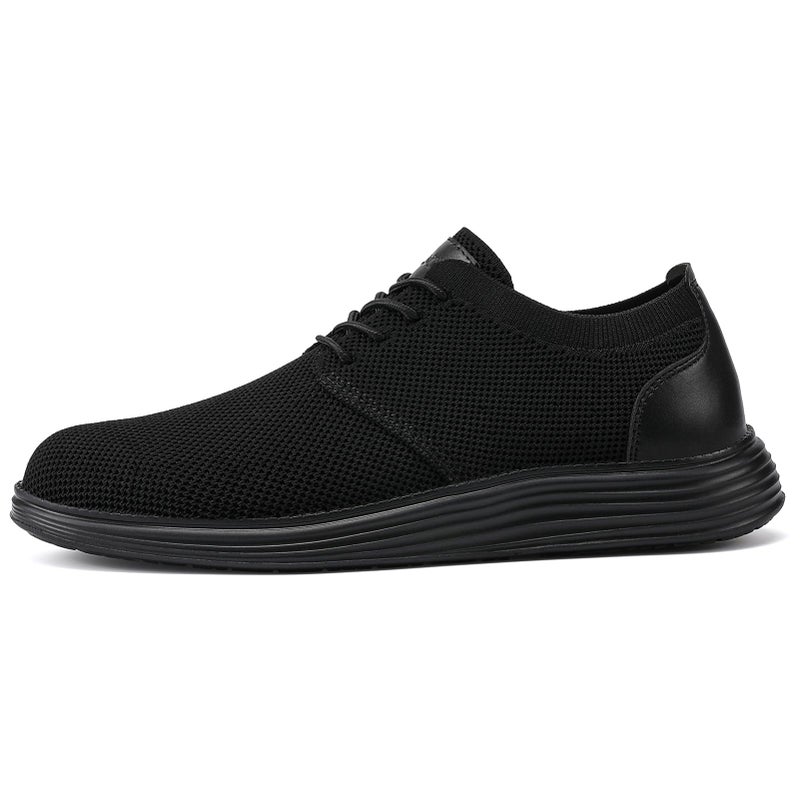 VILOCY Shoes for Mens Fashion Dress Sneakers Casual Walking Shoes Business Oxfords Comfortable Breathable Lightweight Tennis All Black,US10.5 EU43.5 - Image 3