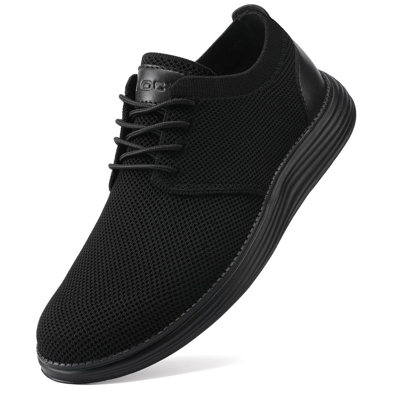 VILOCY Shoes for Mens Fashion Dress Sneakers Casual Walking Shoes Business Oxfords Comfortable Breathable Lightweight Tennis All Black,US10.5 EU43.5 - Image 1
