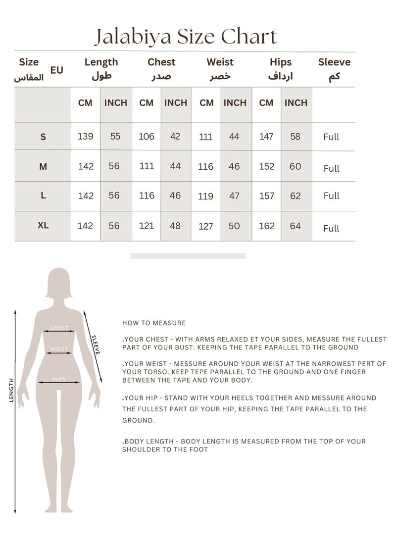 اكسا جلابية مطرزة بأكمام بتفاصيل لامعة برتقالي - Image 5