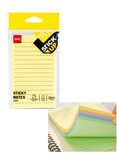 Deli 100-Sheet Lined Sticky Notes Pastel Colours 3x5 Inch Size  - Image 1