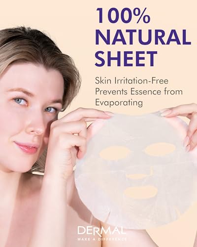 DERMAL Acai Berry Collagen Essence Facial Mask Sheet 23g Pack of 10 - Moisturizing & Firming Keeps Skin Healthy and Clean, Daily Skin Treatment Solution Sheet Mask - Image 5