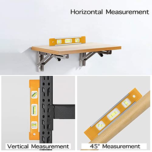 LAND 9 Inch Magnetic Torpedo Level with 3 Bubbles (Horizontal, Vertical, 45°) - Shock-Resistant ABS Frame, Heavy-Duty Magnetic Base, Bright Orange for Construction, Woodworking - Image 4