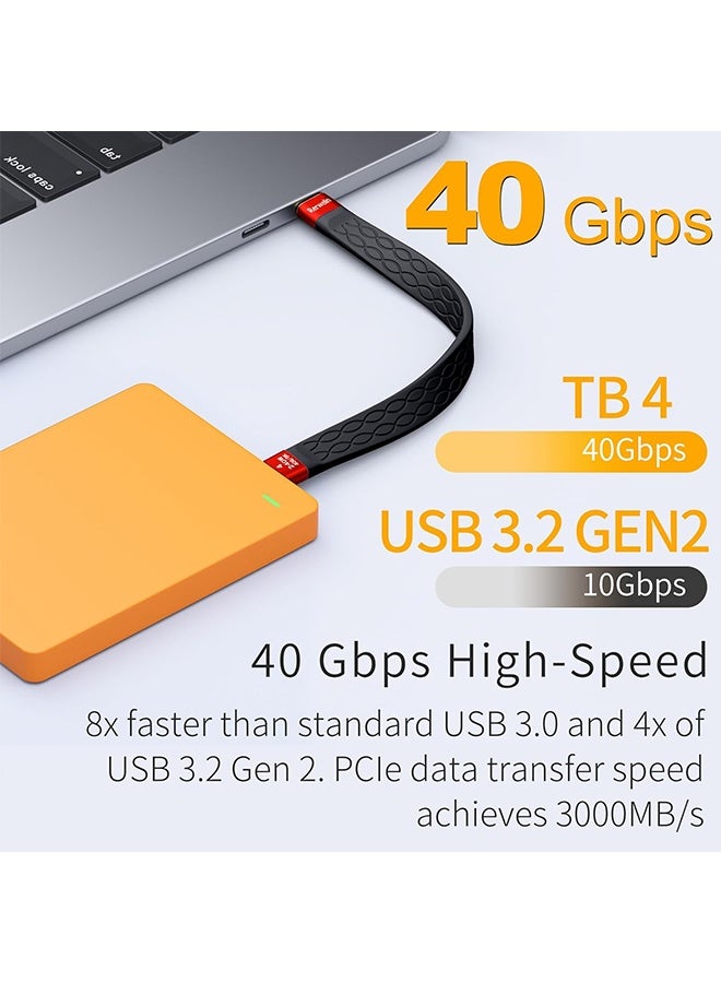 إم إكس إن كابلان قصيران من نوع USB-C بطول 5.2 بوصة، يدعمان الشحن السريع بقدرة 240 واط، ويدعمان شاشات 8K عالية الوضوح، ونقل البيانات بسرعة 40 جيجابت في الثانية، ودقة 4K بمعدل 144 هرتز. متوافقان مع iPhone 17، وThunderbolt 3، ووحدات معالجة الرسومات الخارجية (eGPU)، ومحركات الأقراص الصلبة SSD، وSurface Pro، وMacBook Pro، وMac mini M4. - Image 4