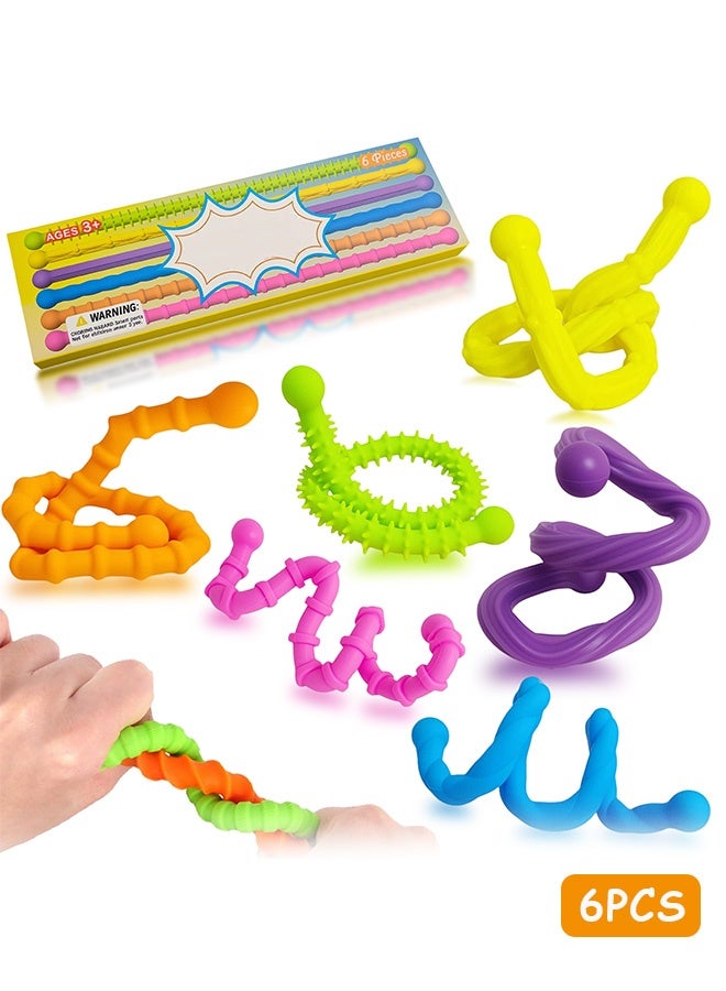إم إكس إن 6 قطع من ألعاب التململ الحسية للأطفال والبالغين من عصي التململ المرنة للتوتر والقلق والتوحد واضطراب فرط الحركة ونقص الانتباه، وتهدئة السفر بالطائرة والفصول الدراسية وجوائز الطلاب، ومواد تخزين للمراهقين والأولاد والبنات - Image 1