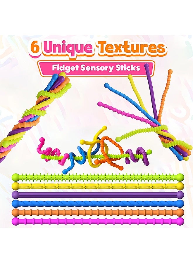 إم إكس إن 6 قطع من ألعاب التململ الحسية للأطفال والبالغين من عصي التململ المرنة للتوتر والقلق والتوحد واضطراب فرط الحركة ونقص الانتباه، وتهدئة السفر بالطائرة والفصول الدراسية وجوائز الطلاب، ومواد تخزين للمراهقين والأولاد والبنات - Image 5