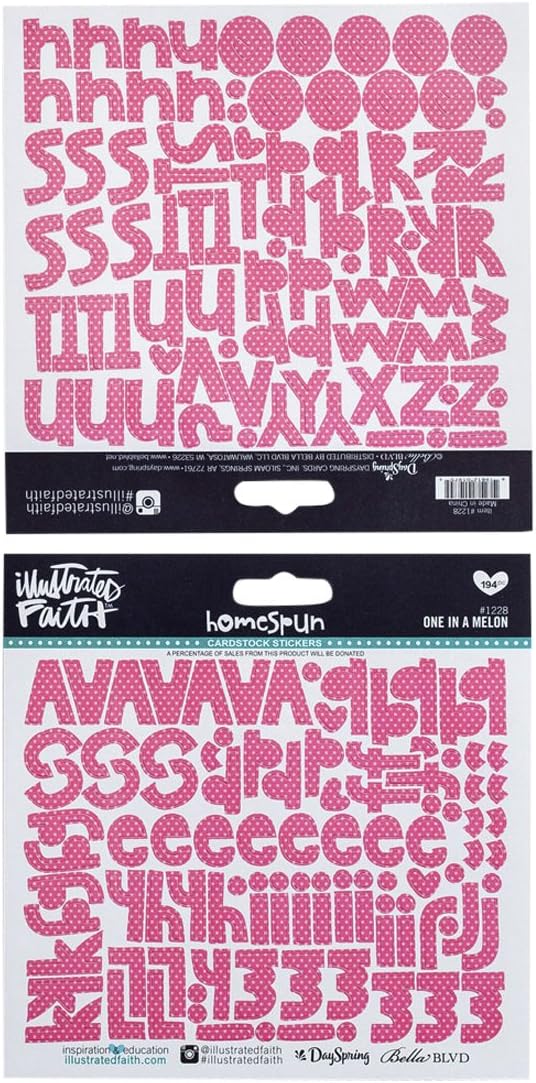 Dayspring Illustrated Faith  Alphabet Stickers  Pink One In a Melon - Image 1