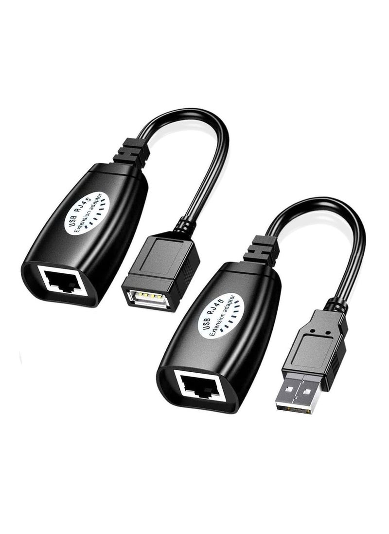 Excefore - USB Extender Over RJ45 Cat 6/5/5e Adapter, RJ45 Ethernet Splitter to USB Extension UP to 50m/164ft, Compatible with Computers, Mobile Phones, Mice, Keyboards, U Disks, Printers, Cameras - Image 1