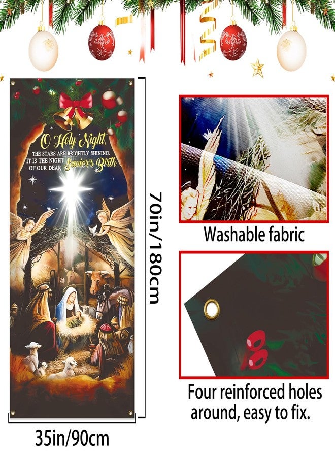 Zeptrix Christmas Door Cover Decorations,Jesus Nativity Scene Christmas Fabric Door Decoration Porch Sign Holy Night Outdoor Religious Front Door Banner Winter Holiday New Year Xmas Office Home Party Supplies - Image 2