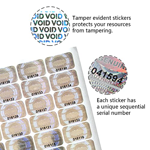 ILMBVM 1200 pcs Hologram Security Tamper evident Stickers Warranty Void Seal Labels with Unique Serial Number Genuine Authentic Tamper Proof Sticker(1X0.6 inch) - Image 2