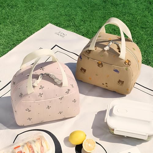Shopiable Store Lunch Bag for Women & Men – Cute Lunch Tote Bag | Large Capacity Reusable Insulated Lunch Box | Cooler Bag for Work, Picnic, Office, School & Travel (Corduroy Bear) - Image 3