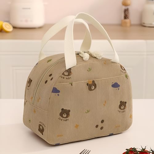 Shopiable Store Lunch Bag for Women & Men – Cute Lunch Tote Bag | Large Capacity Reusable Insulated Lunch Box | Cooler Bag for Work, Picnic, Office, School & Travel (Corduroy Bear) - Image 2
