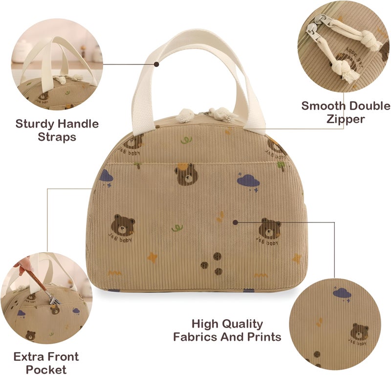 Shopiable Store Lunch Bag for Women & Men – Cute Lunch Tote Bag | Large Capacity Reusable Insulated Lunch Box | Cooler Bag for Work, Picnic, Office, School & Travel (Corduroy Bear) - Image 5