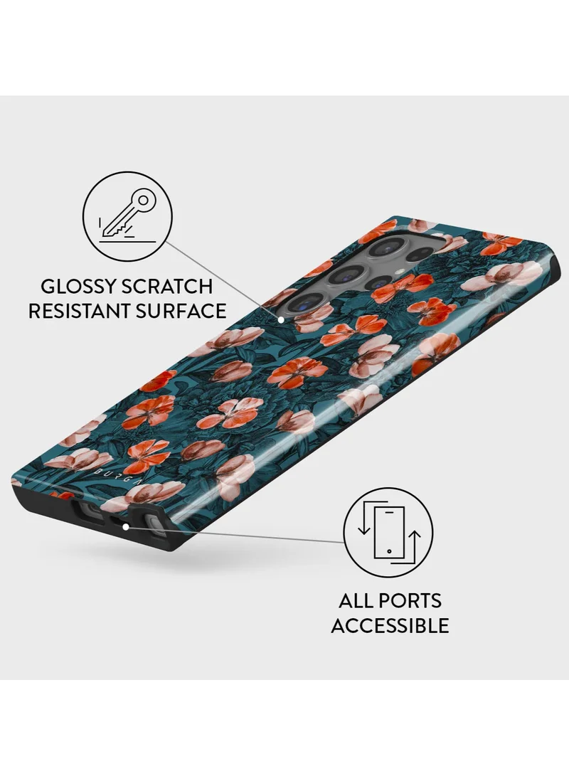 BURGA Phone Case Compatible with Samsung Galaxy S24 Ultra Mobile Phone Case Hybrid 2 Layer Hard Shell Silicone Protective Case,No rain no flowers Scratch Resistant Shockproof Cover