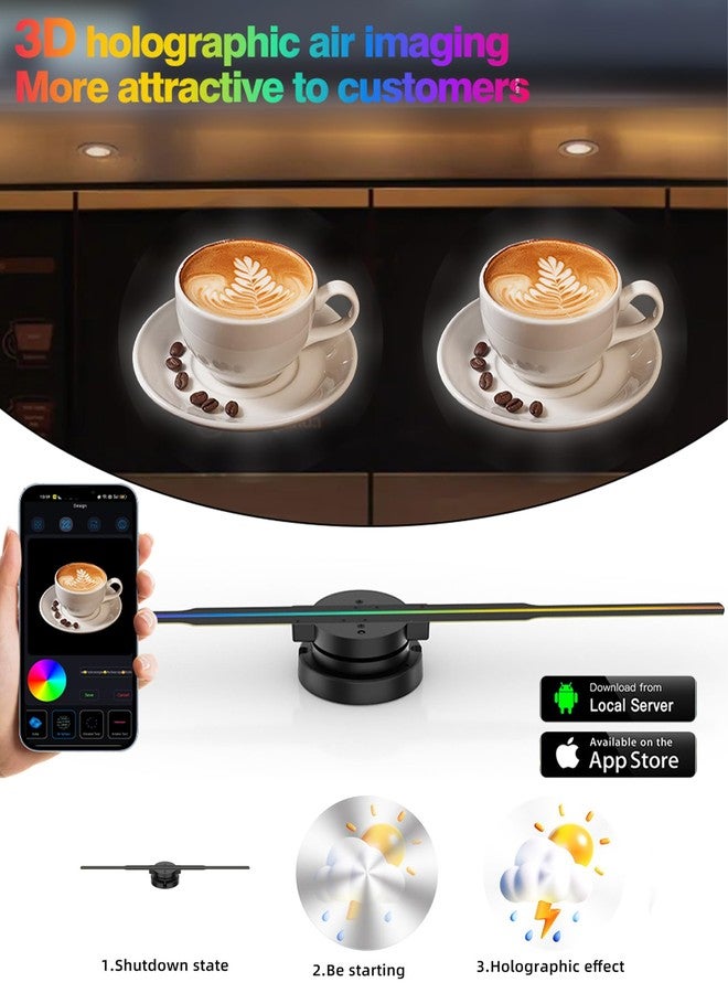 Magikeration 3D Hologram Fan, 16.5 Inch 3D Hologram Projector HD LED Holographic Advertising Display with Remote, WiFi and APP, Holographic Video Advertising Projector for Business,Bar,Halloween (42CM, 8G) - Image 2