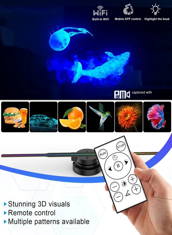 Magikeration 3D Hologram Fan, 16.5 Inch 3D Hologram Projector HD LED Holographic Advertising Display with Remote, WiFi and APP, Holographic Video Advertising Projector for Business,Bar,Halloween (42CM, 8G) - Image 3