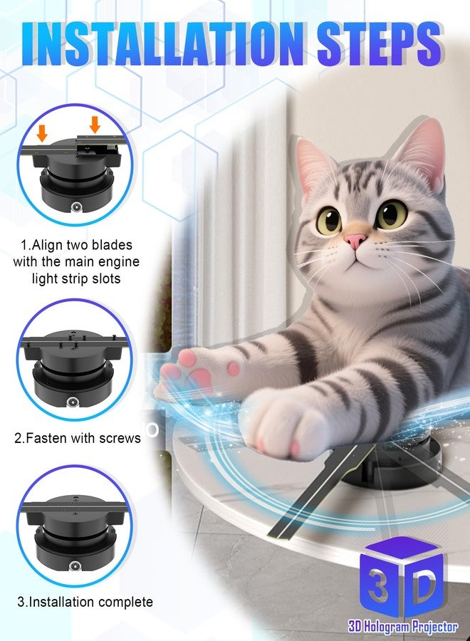 Magikeration 3D Hologram Fan, 16.5 Inch 3D Hologram Projector HD LED Holographic Advertising Display with Remote, WiFi and APP, Holographic Video Advertising Projector for Business,Bar,Halloween (42CM, 8G) - Image 4
