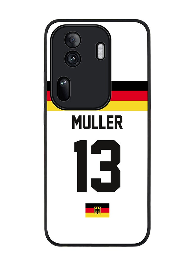 Stylizedd Rugged Black Edge Case for Oppo Reno11 Pro, Slim fit Case Thin Cover -  Football Team - Germany, Player Name - Muller - Image 1