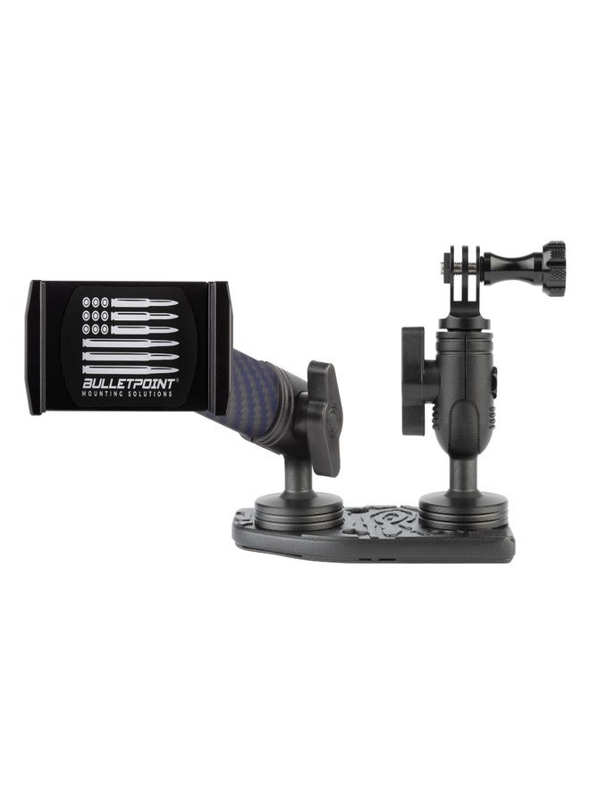 Bulletpoint Metal Dash Mount Cell Phone Holder & Action Camera Bracket Compatible with 2024+ Jeep Wrangler JL, 4xe & Gladiator Dual 20mm Ball Base (Driver Side Spring-Loaded) - Image 1