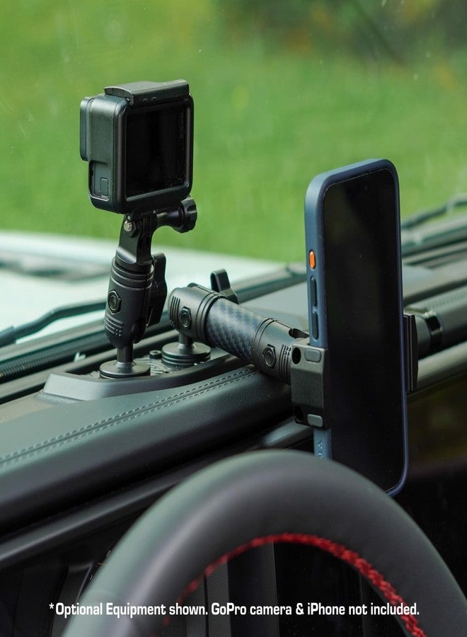 Bulletpoint Metal Dash Mount Cell Phone Holder & Action Camera Bracket Compatible with 2024+ Jeep Wrangler JL, 4xe & Gladiator Dual 20mm Ball Base (Driver Side Spring-Loaded) - Image 2
