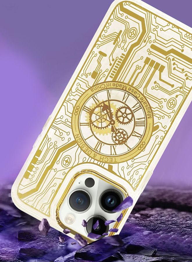 JOWAY iPhone 14 Pro Chronograph Magsafe Case Electroplated circuit board clear shockproof Cover Gold - Image 3