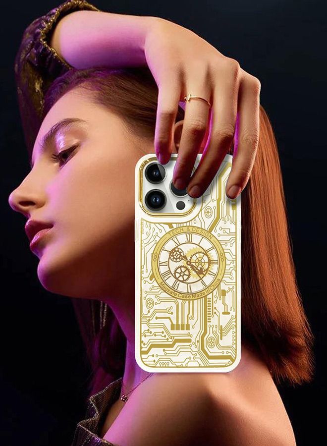 JOWAY iPhone 14 Pro Chronograph Magsafe Case Electroplated circuit board clear shockproof Cover Gold - Image 4