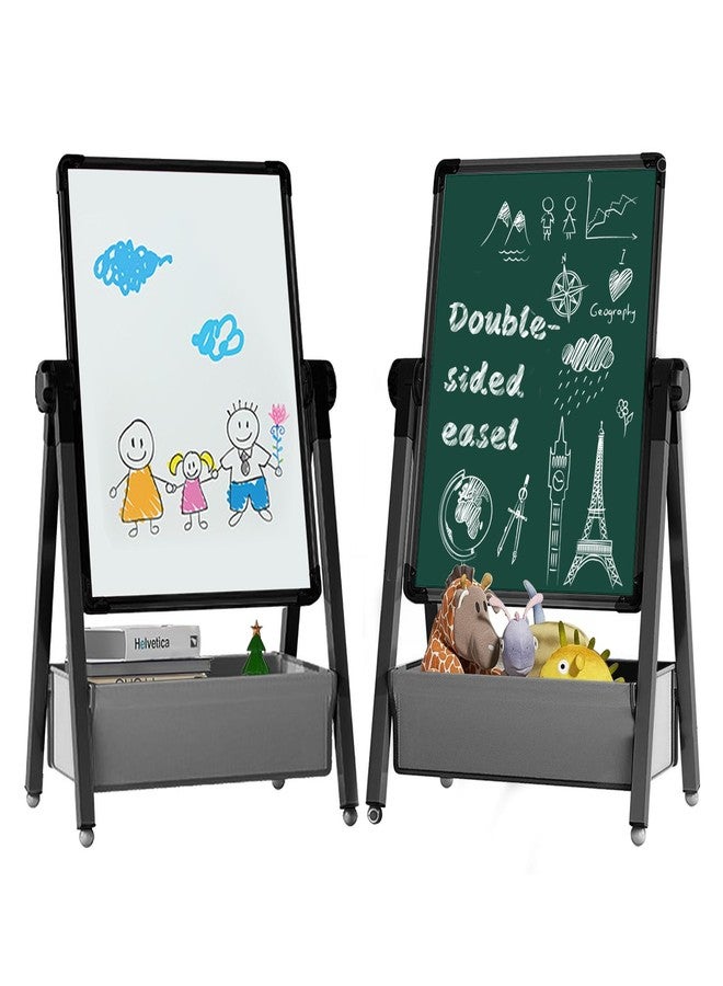 Yozoia Art Easel for Kids, Double Sided Kids Easel Drawing Board, Whiteboard & Blackboard, 360°Rotating Adjustable(Black) - Image 2