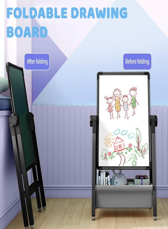 Yozoia Art Easel for Kids, Double Sided Kids Easel Drawing Board, Whiteboard & Blackboard, 360°Rotating Adjustable(Black) - Image 4